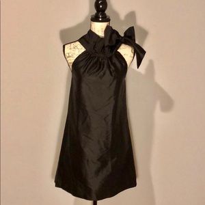 100% Silk Black Bow Dress